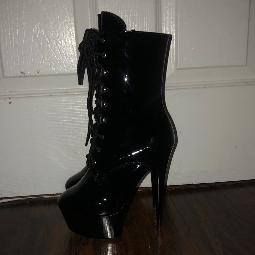 Black leather boots